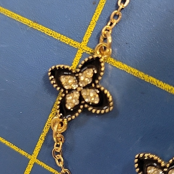 Black Rhinestone Silver Tone 26" + 3" Extension Necklace - Picture 2 of 2